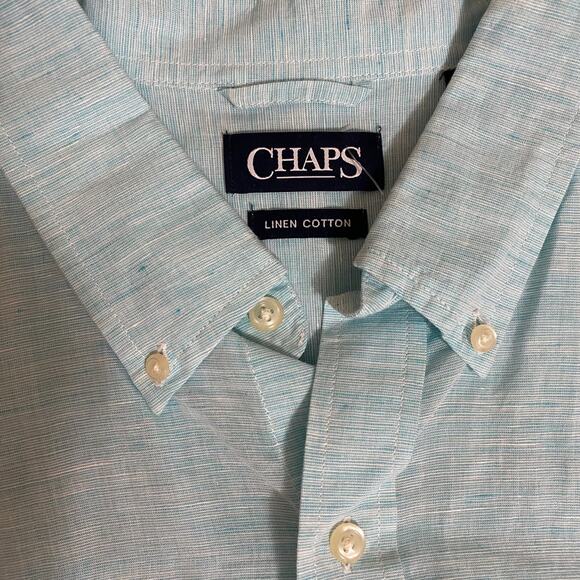 Chaps Linen Blend Button Down Shirt Mens XXL - Picture 2 of 6